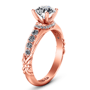 Pave Diamond Engagement Ring Flora 14K Rose Gold