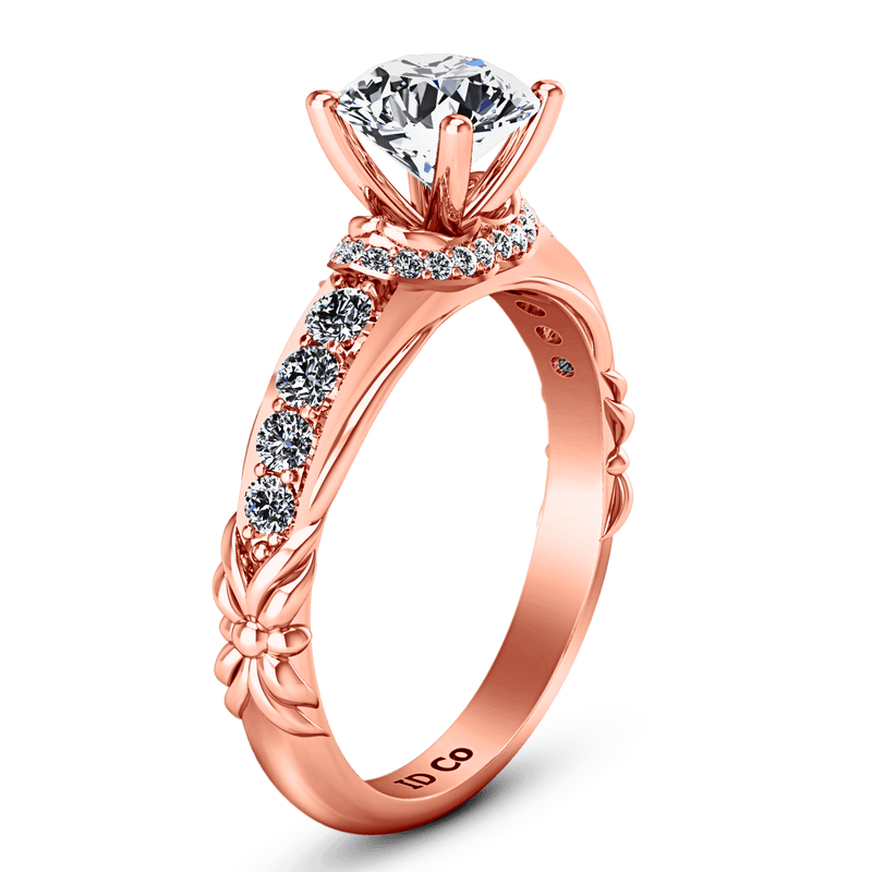 Pave Diamond Engagement Ring Flora 14K Rose Gold
