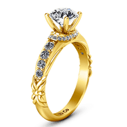 Pave Diamond EngagementRing Flora 14K Yellow Gold
