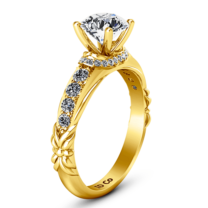 Pave Diamond EngagementRing Flora 14K Yellow Gold