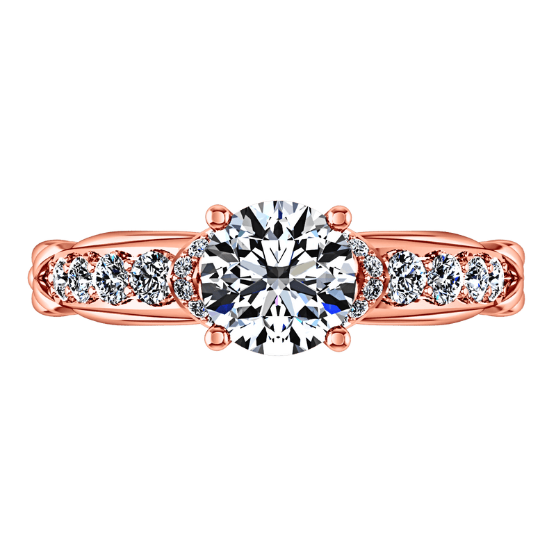 Pave Diamond Engagement Ring Flora 14K Rose Gold