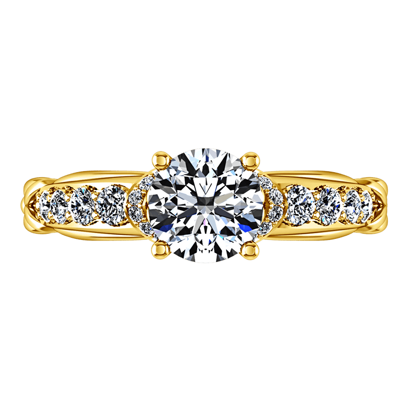 Pave Diamond EngagementRing Flora 14K Yellow Gold