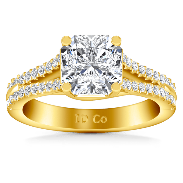 Pave Cushion Cut Engagement Ring Dahlia 14K Yellow Gold