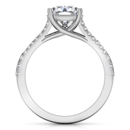 Pave Cushion Cut Diamond Engagement Ring Dahlia 14K White Gold