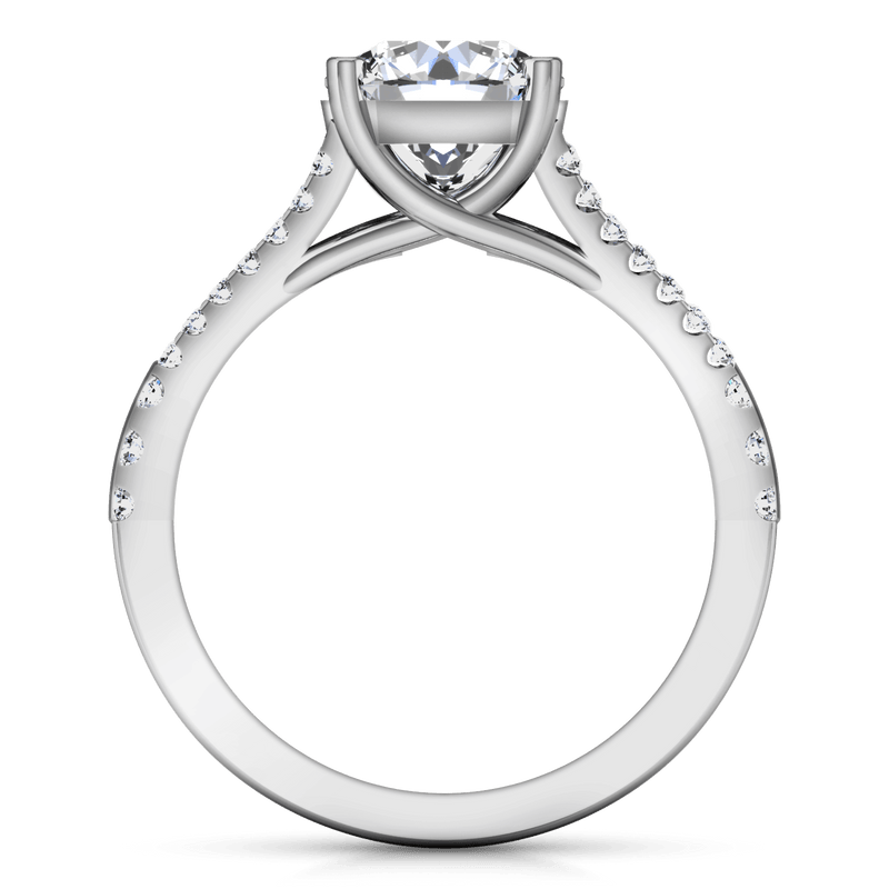Pave Cushion Cut Diamond Engagement Ring Dahlia 14K White Gold