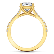 Pave Cushion Cut Engagement Ring Dahlia 14K Yellow Gold