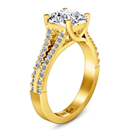 Pave Cushion Cut Engagement Ring Dahlia 14K Yellow Gold