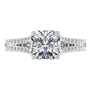 Pave Cushion Cut Diamond Engagement Ring Dahlia 14K White Gold