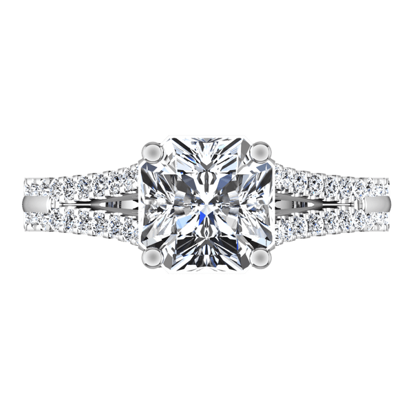 Pave Cushion Cut Diamond Engagement Ring Dahlia 14K White Gold