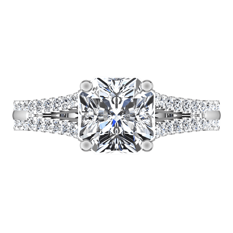 Pave Cushion Cut Diamond Engagement Ring Dahlia 14K White Gold