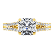 Pave Cushion Cut Engagement Ring Dahlia 14K Yellow Gold