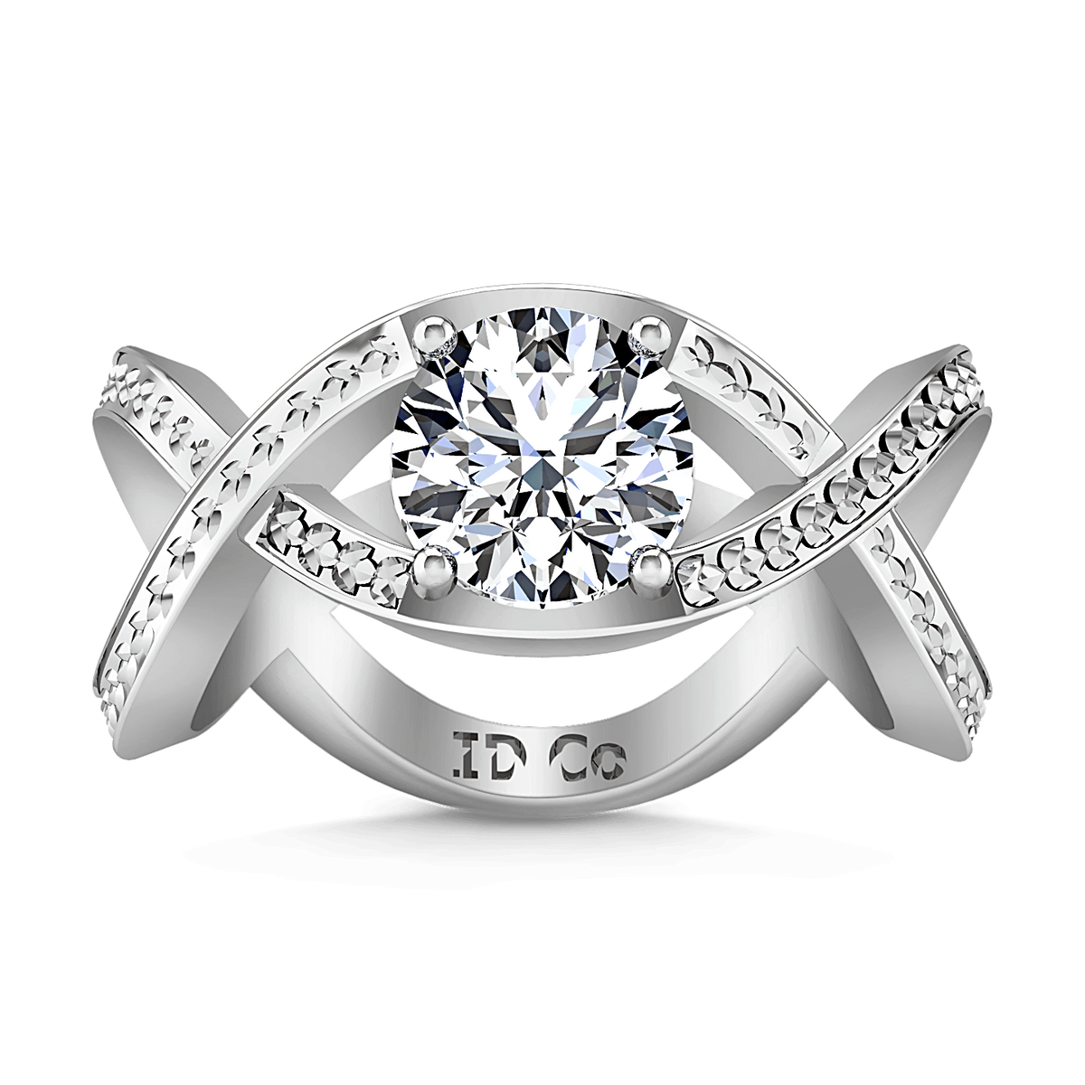 Round Diamond Solitaire Engagement Ring Solagne 14K White Gold