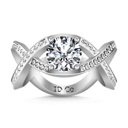 Round Diamond Solitaire Engagement Ring Solagne 14K White Gold