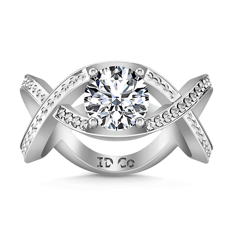 Round Diamond Solitaire Engagement Ring Solagne 14K White Gold