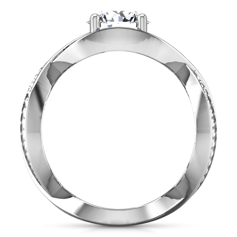 Round Diamond Solitaire Engagement Ring Solagne 14K White Gold