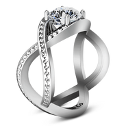 Round Diamond Solitaire Engagement Ring Solagne 14K White Gold