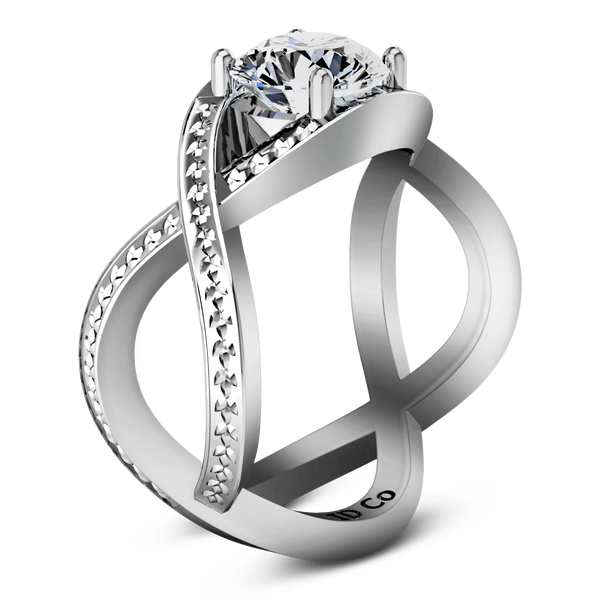 Round Diamond Solitaire Engagement Ring Solagne 14K White Gold