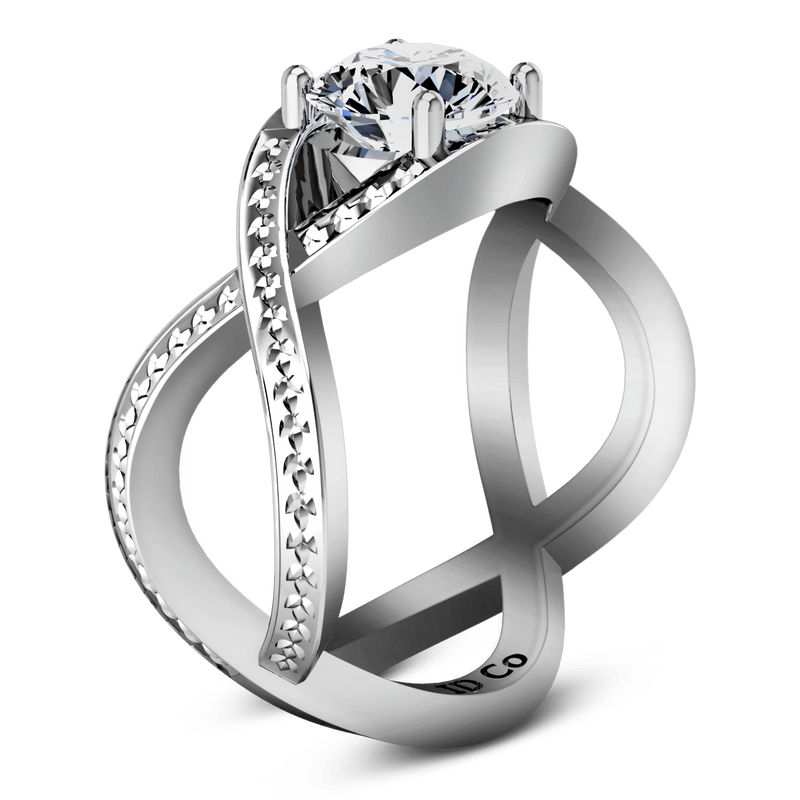 Round Diamond Solitaire Engagement Ring Solagne 14K White Gold