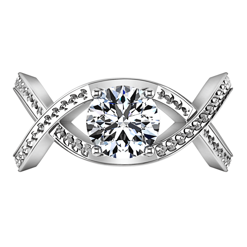 Round Diamond Solitaire Engagement Ring Solagne 14K White Gold