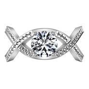 Round Diamond Solitaire Engagement Ring Solagne 14K White Gold