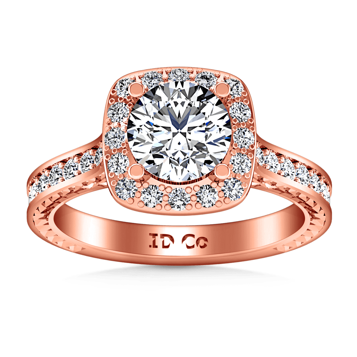 Halo Diamond Engagement Ring Heather 14K Rose Gold