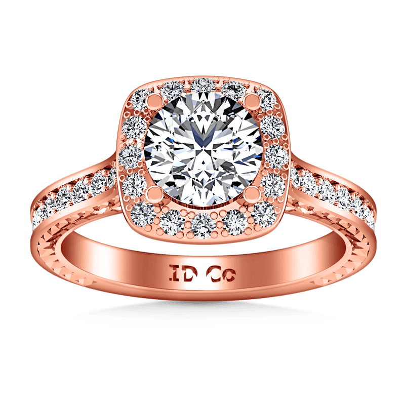 Halo Diamond Engagement Ring Heather 14K Rose Gold