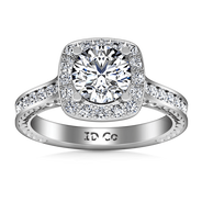 Round Diamond Halo Engagement Ring Heather 14K White Gold