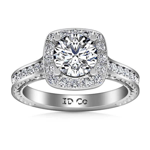Round Diamond Halo Engagement Ring Heather 14K White Gold