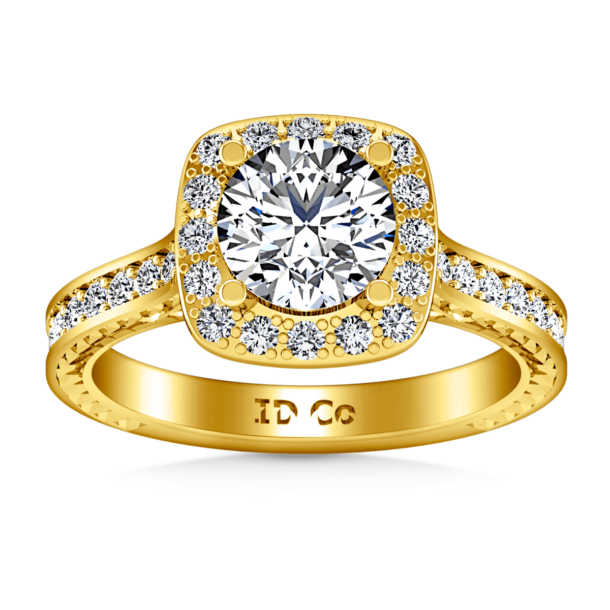 Halo Diamond Engagement Ring Heather 14K Yellow Gold