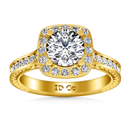 Halo Diamond Engagement Ring Heather 14K Yellow Gold