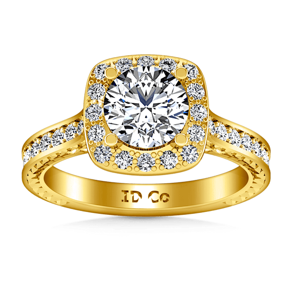 Halo Diamond Engagement Ring Heather 14K Yellow Gold