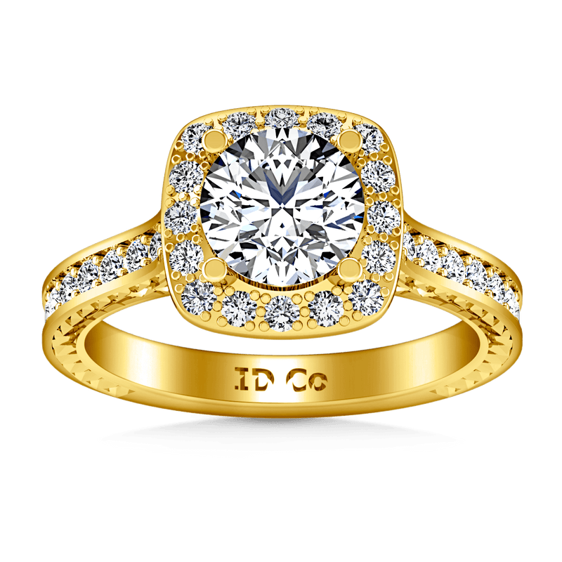 Halo Diamond Engagement Ring Heather 14K Yellow Gold