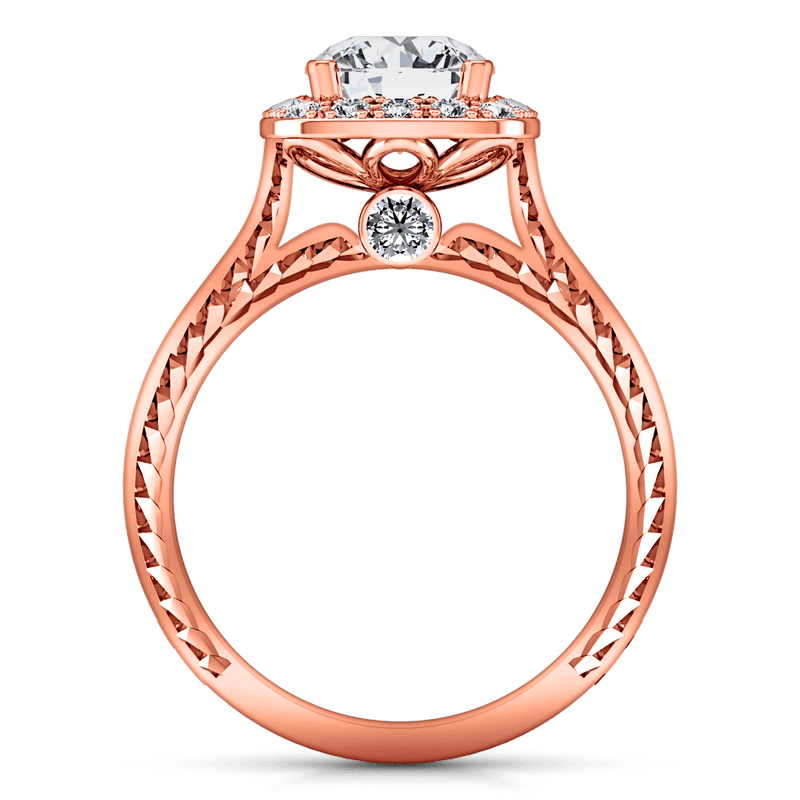 Halo Diamond Engagement Ring Heather 14K Rose Gold