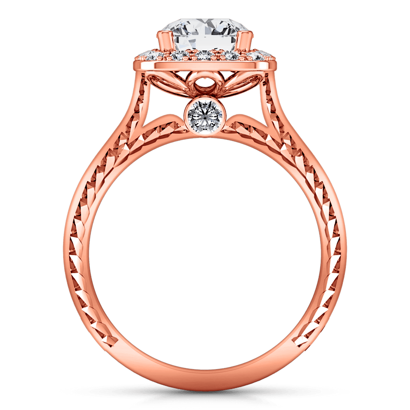 Halo Diamond Engagement Ring Heather 14K Rose Gold