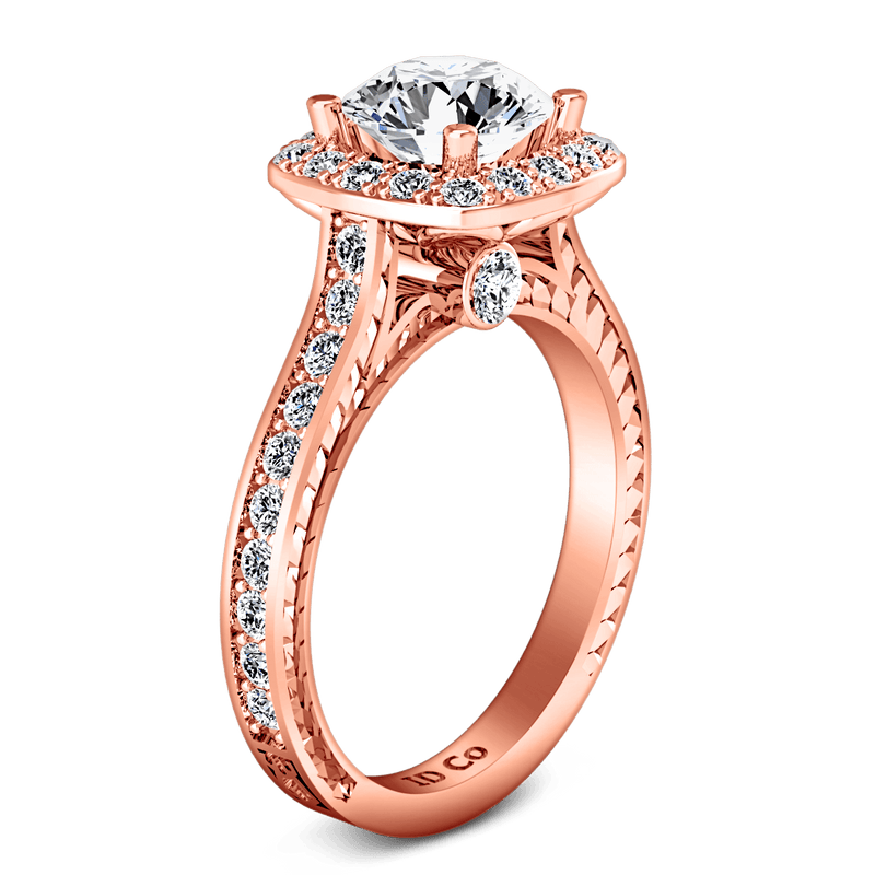 Halo Diamond Engagement Ring Heather 14K Rose Gold