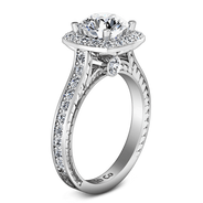 Round Diamond Halo Engagement Ring Heather 14K White Gold