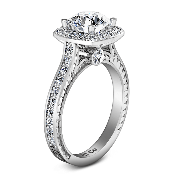 Round Diamond Halo Engagement Ring Heather 14K White Gold