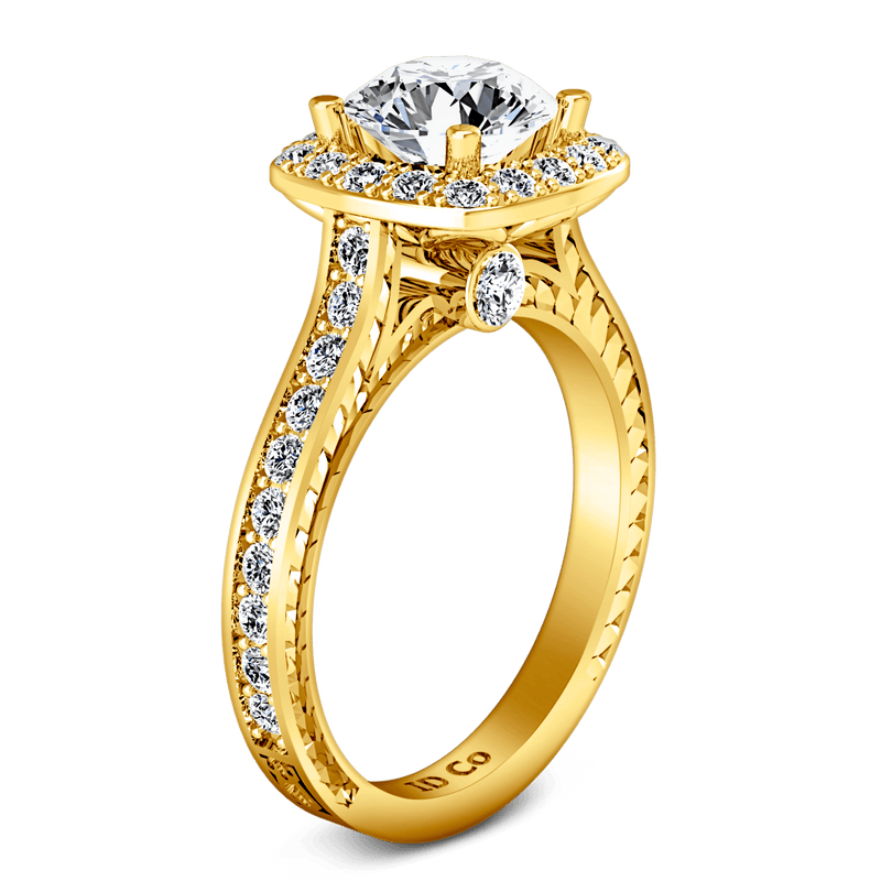 Halo Diamond Engagement Ring Heather 14K Yellow Gold