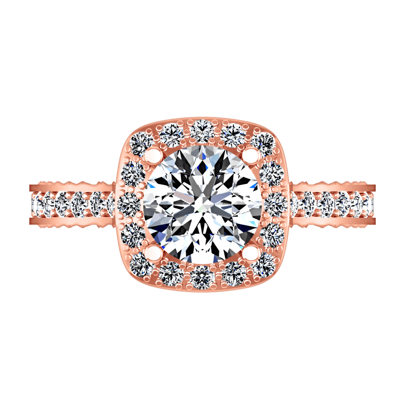 Halo Diamond Engagement Ring Heather 14K Rose Gold
