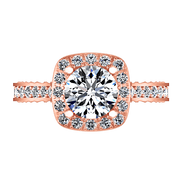 Halo Diamond Engagement Ring Heather 14K Rose Gold
