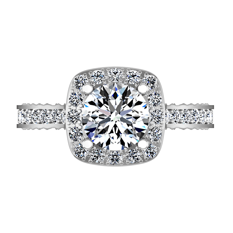 Round Diamond Halo Engagement Ring Heather 14K White Gold