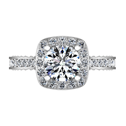 Round Diamond Halo Engagement Ring Heather 14K White Gold