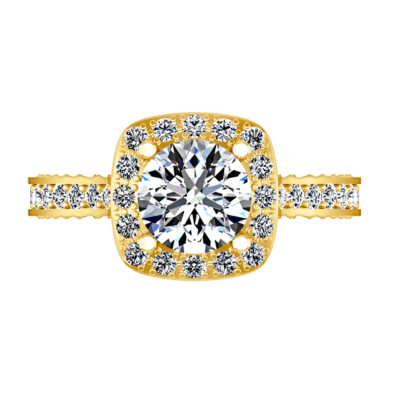 Halo Diamond Engagement Ring Heather 14K Yellow Gold