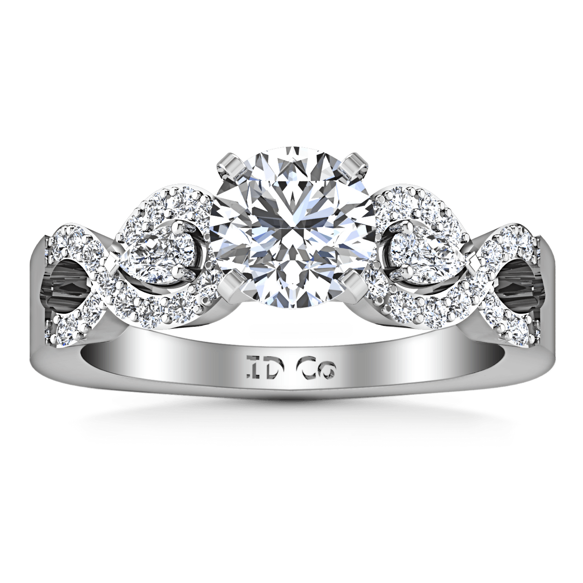 Round Diamond Pave Engagement Ring Chloe 14K White Gold