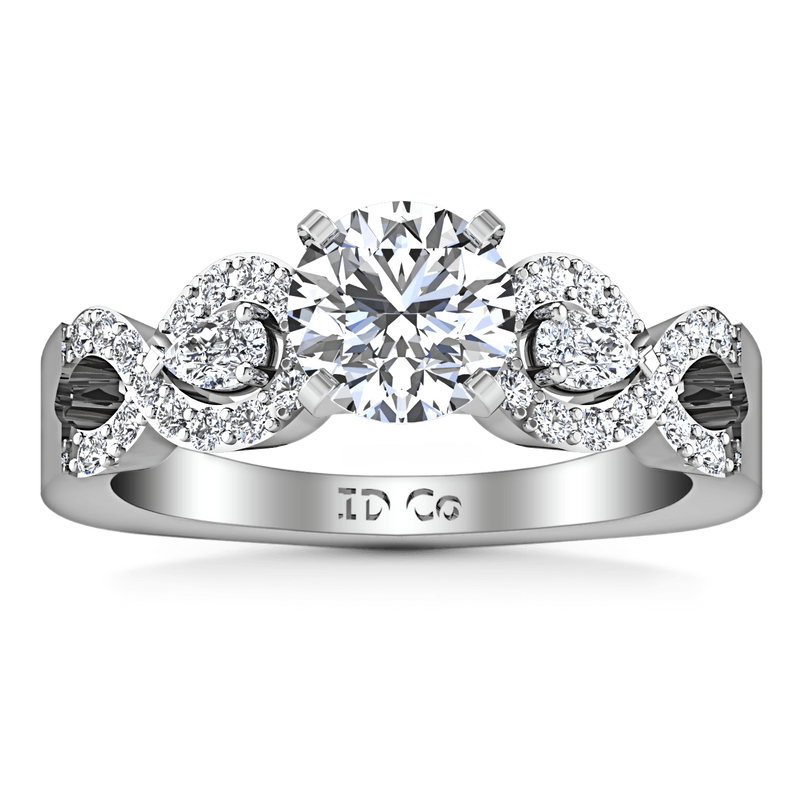 Round Diamond Pave Engagement Ring Chloe 14K White Gold