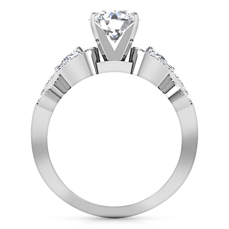 Round Diamond Pave Engagement Ring Chloe 14K White Gold