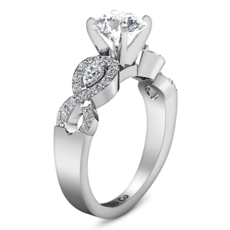 Round Diamond Pave Engagement Ring Chloe 14K White Gold