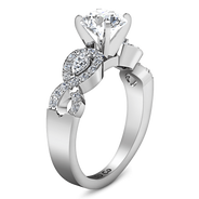 Round Diamond Pave Engagement Ring Chloe 14K White Gold
