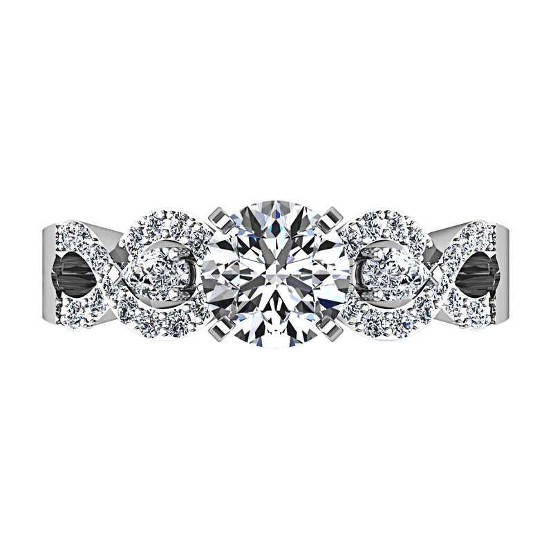 Round Diamond Pave Engagement Ring Chloe 14K White Gold