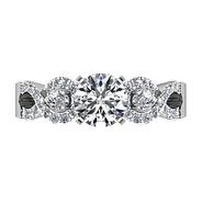 Round Diamond Pave Engagement Ring Chloe 14K White Gold